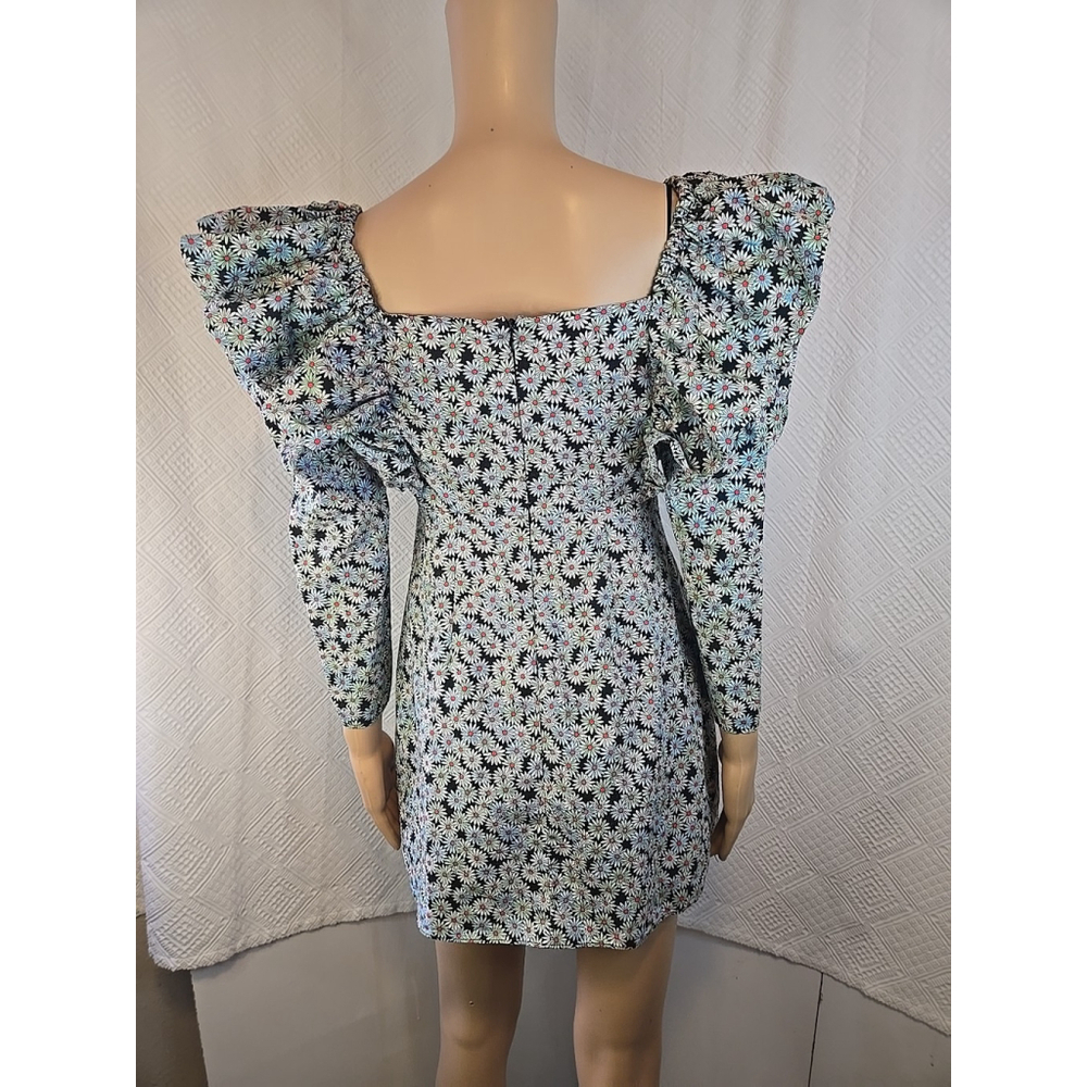 Zara M Poplin Daisy Mini Dress Puff Sleeve Sweetheart Floral Cottagecore - Picture 7 of 8